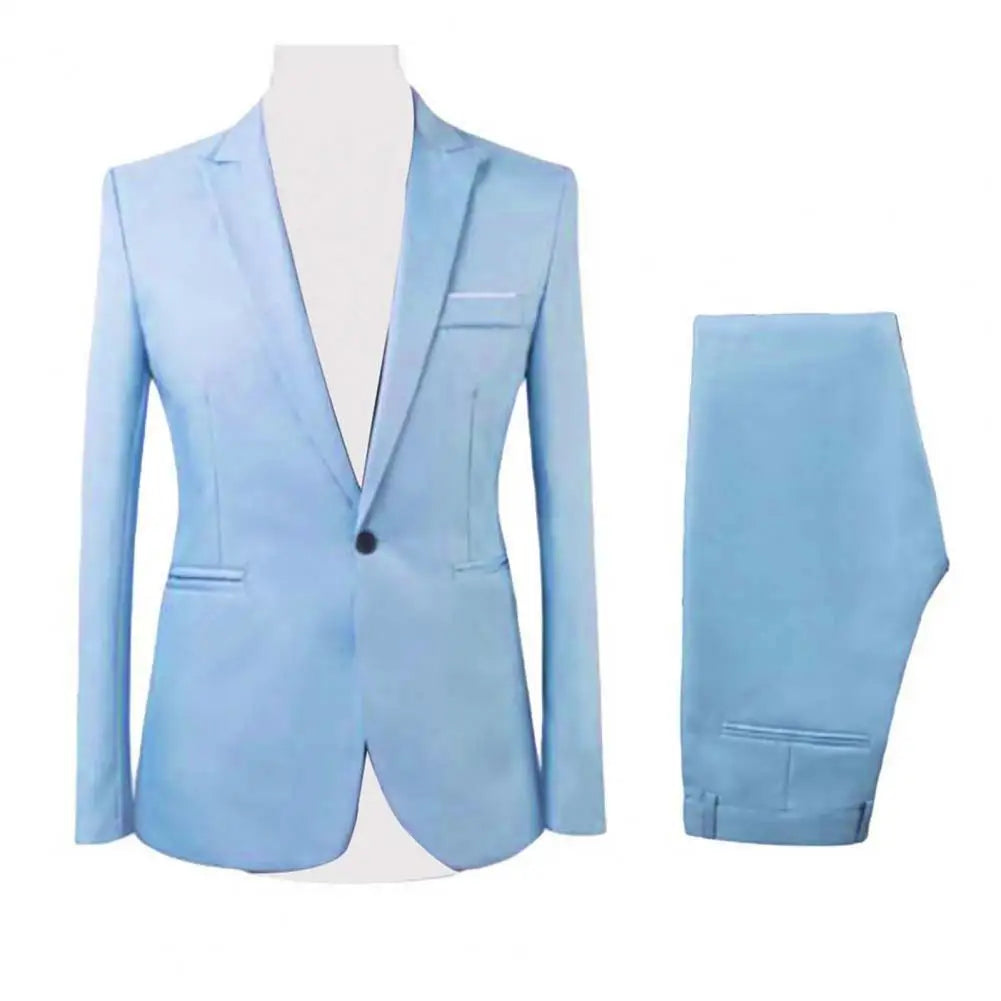 Men Suit Formal Party Long Sleeve Suit Pants Men s Solid Color Slim Fit Casual Business Suit Set Business Two piece Set
