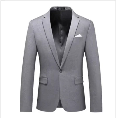 Green Men's Suit Jacket, Single Button V-neck Dress Coat, Fashion Men Slim Blazer, Suitable for All Seasons Terno Masculino