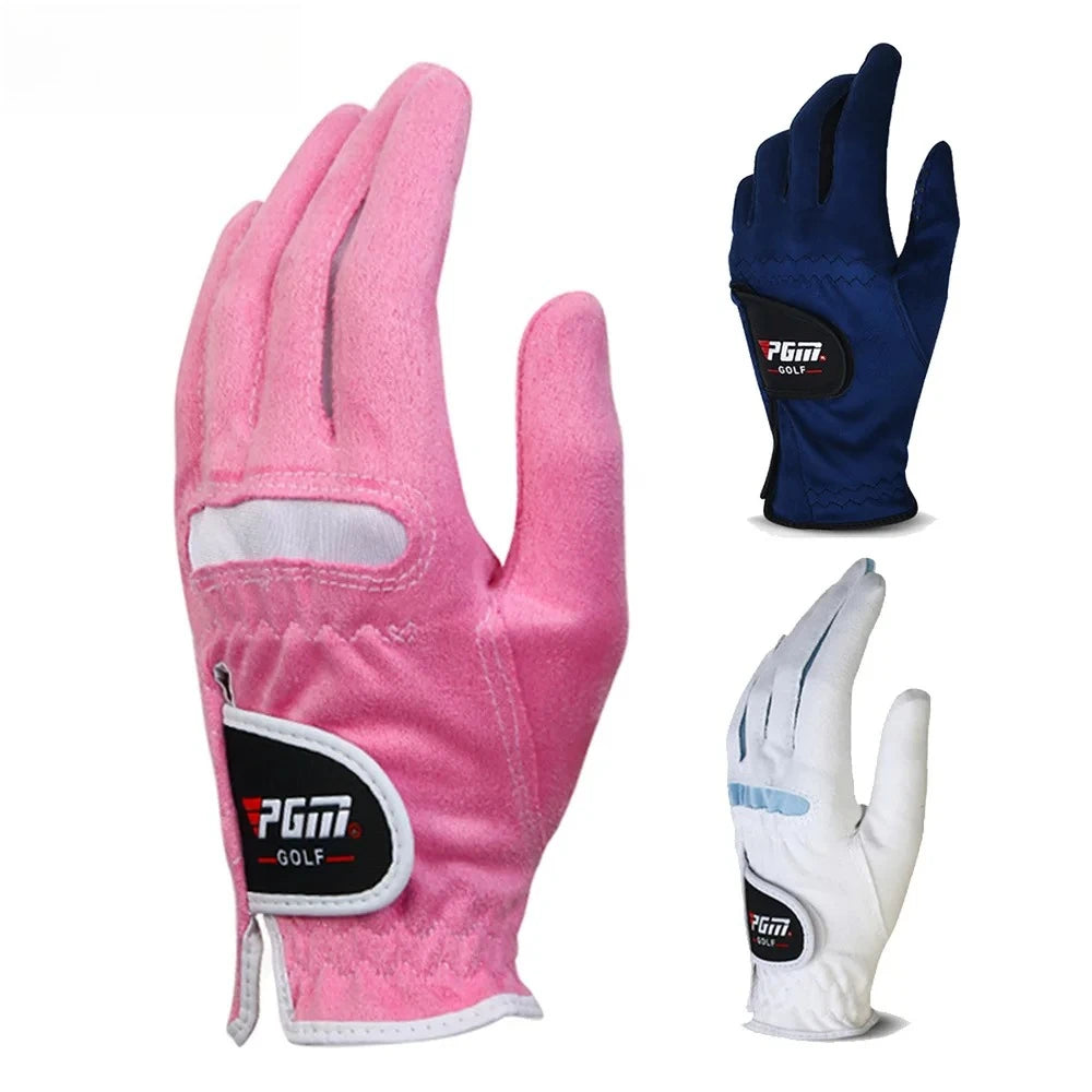 1pair Women Golf Gloves Soft Microfiber Cloth Breathable Non-slip Protective Gloves Hand Wear Golf Accessory ST009