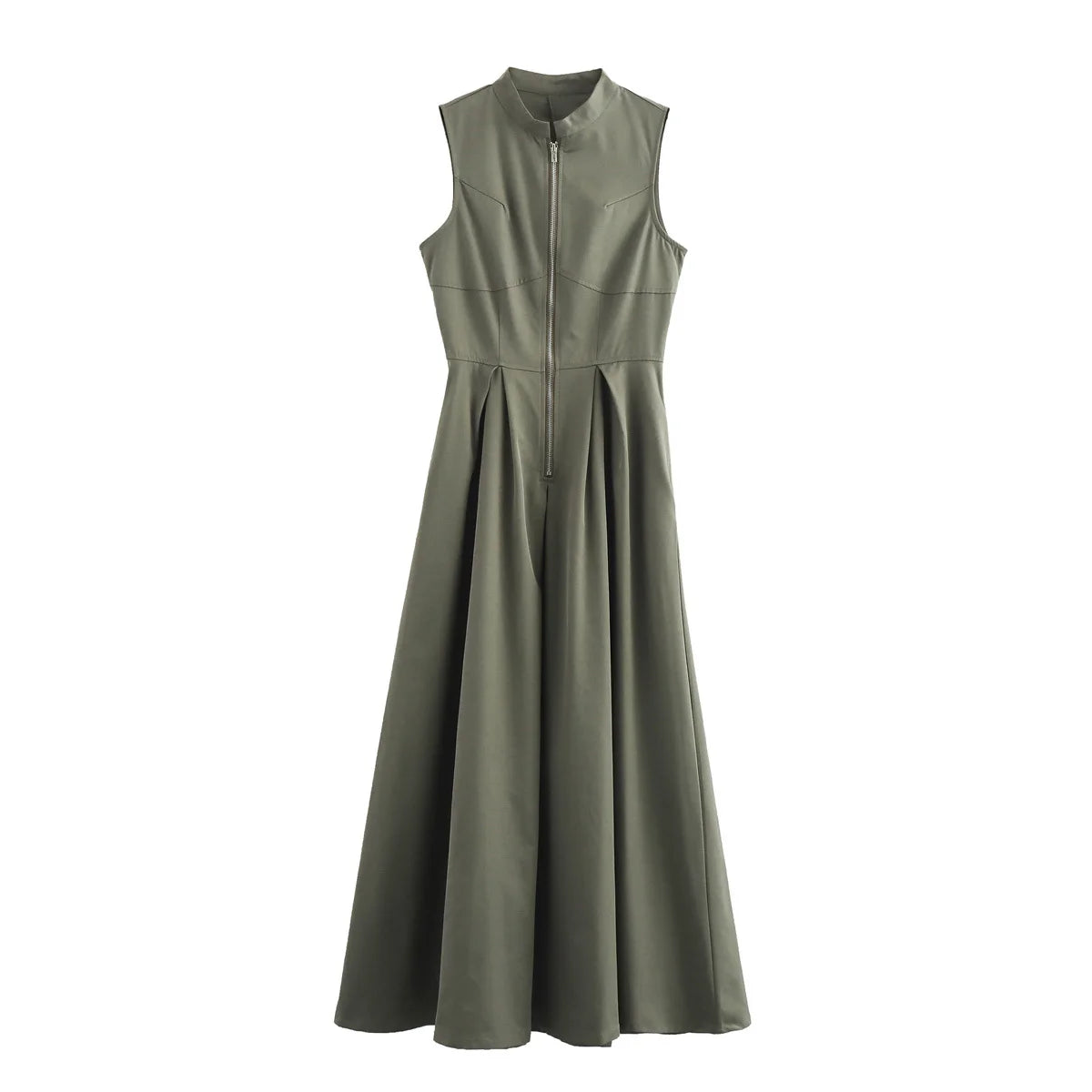 MUJER 2025 Draped Long Dresses for Women Zip Sleeveless Maxi Dress Woman Summer Holiday Womens Dresses Ruched Party Female Dress