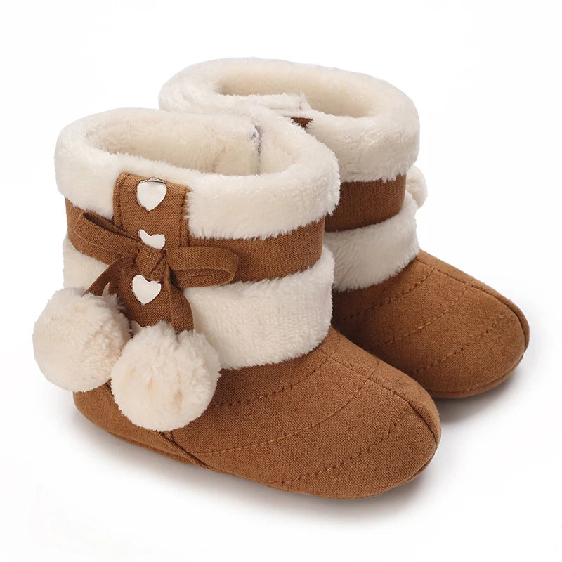 Infant Baby Winter Warm Boots Newborn Girls Boys First Walkers Shoes Soft Sole Fur Snow Booties Toddler Kids Anti-slip 0-12M