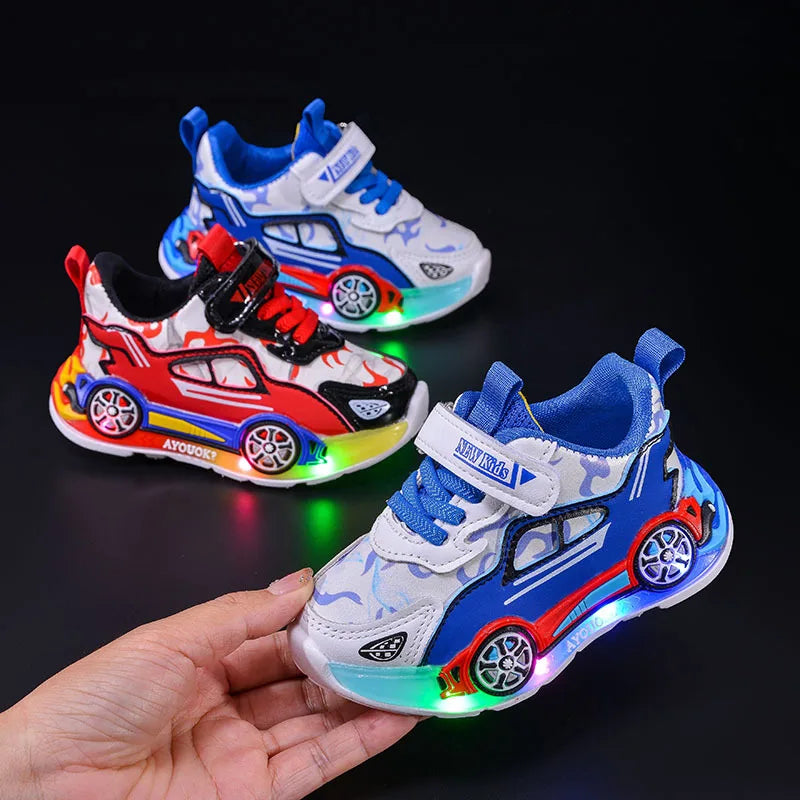 Fashion Girls Shoes Spring New Kids Shoes Soft Sole Boys' LED Light Shoe Simple Child Sports Shoes Anti Slip Girl Casual Shoe