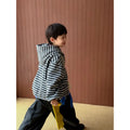 Boys Hoodie 2025 Autumn Winter Korean Style Fashion Trendy Minimalist Versatile Loose Striped Long Sleeve Hooded Top
