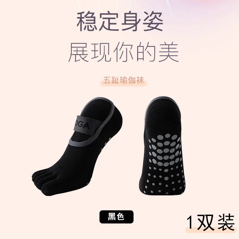 Women's Five Finger Yoga Socks Professional Anti-Slip Sweat-Wicking Floor Socks Indoor Dance Practice Socks Pilates Sock