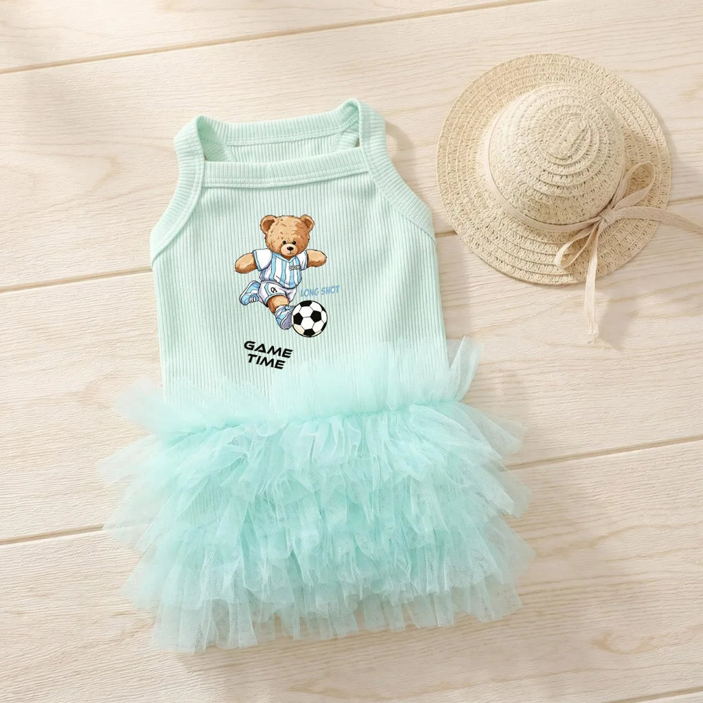1 pet sleeveless printed dress, suitable for indoor and outdoor use, lightweight, breathable and elastic cat and dog clothing