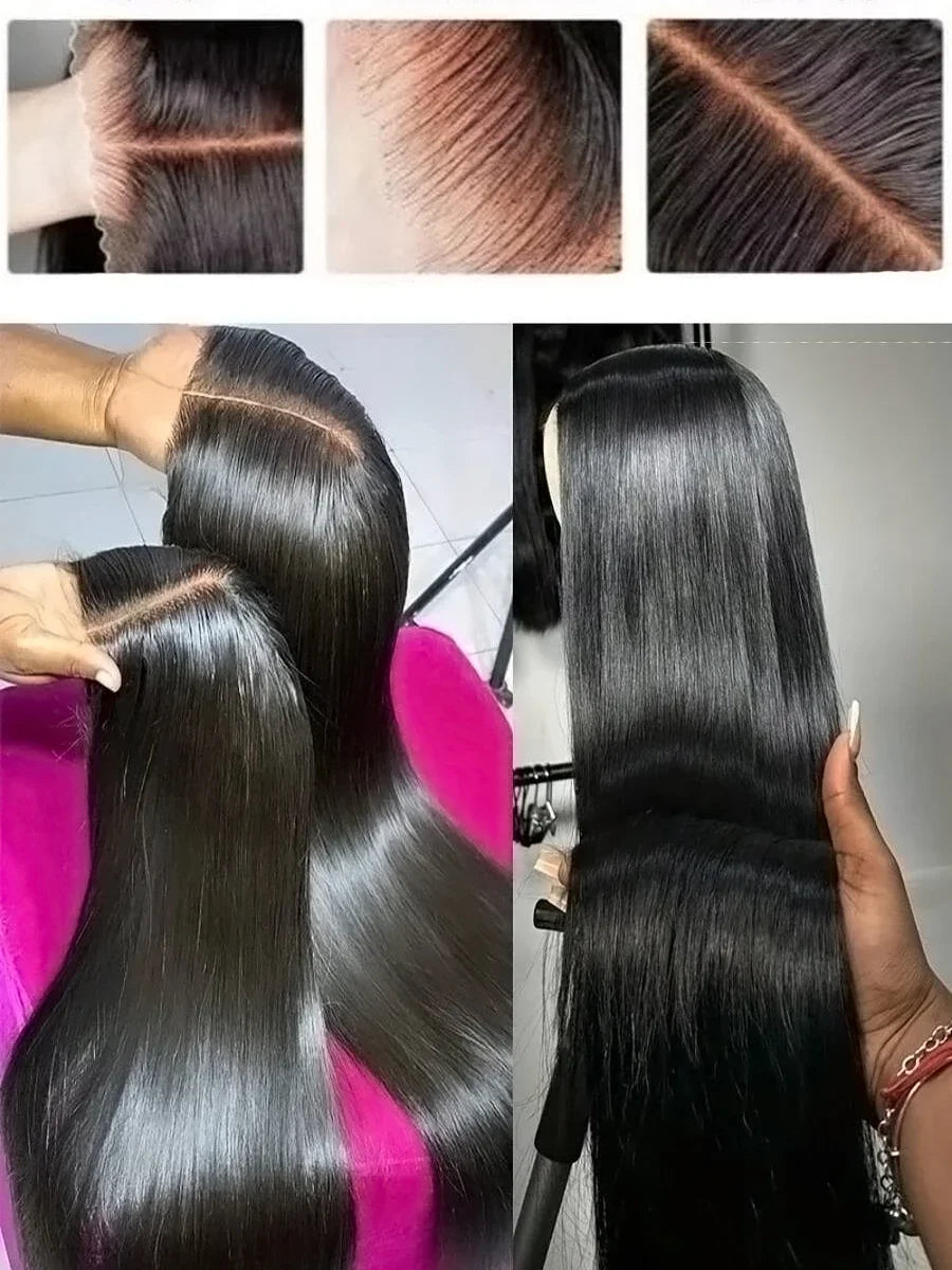 Wear And Go Glueless Straight Human Hair Wigs Pre Plucked Pre Cut Lace Front Wigs For Black Women
