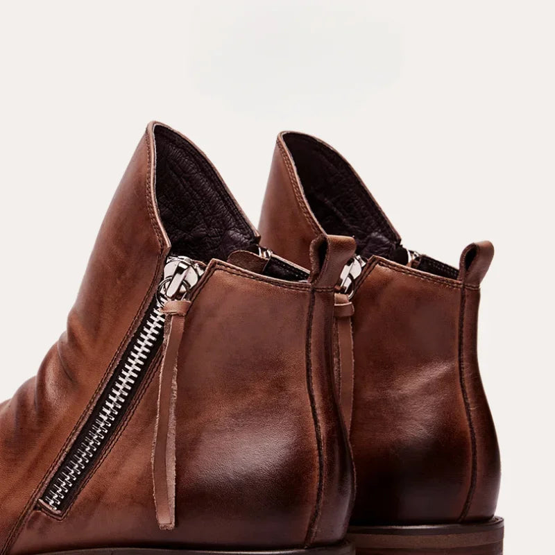 Men's PU Leather Chelsea Boots Fashion High Top Tassel Zipper Shoes Summer Mens Ankle Boots Comfortable Cowboy Boots Zapatos