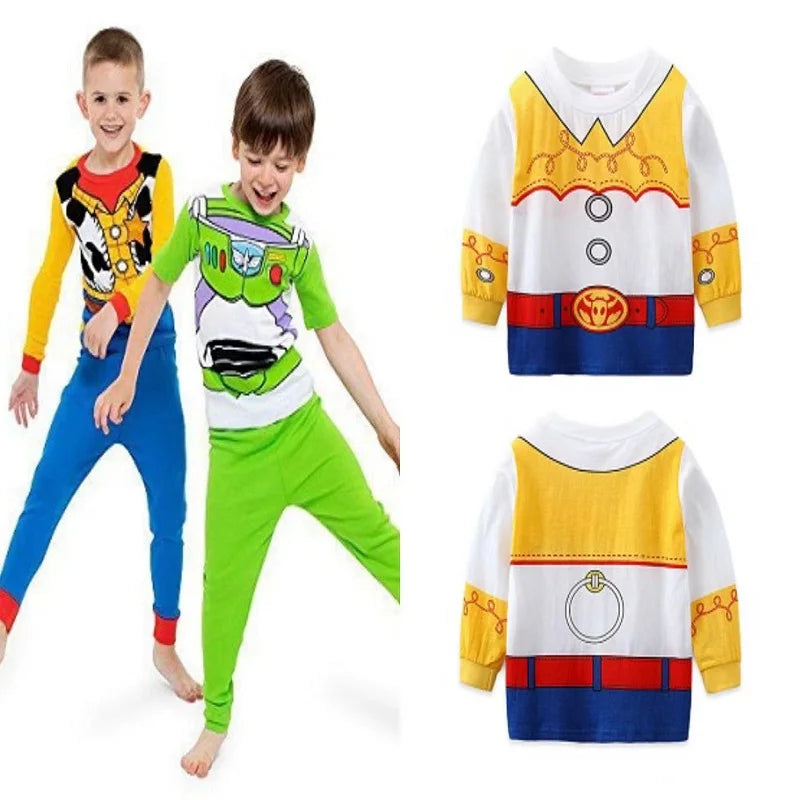 Kids Cartoon Pajama Sleepwear Anime Nightwear Soft Comfortable Loungewear Casual Home Wear Clothes Outfit Boy Girl Age 2-7 Years