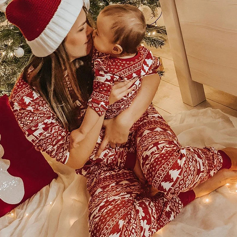 Christmas Family Pajamas Mother Father Kids Matching Clothes Cute Loose Elk Print Clothing Set Baby Boys Girls Costume Xmas Look