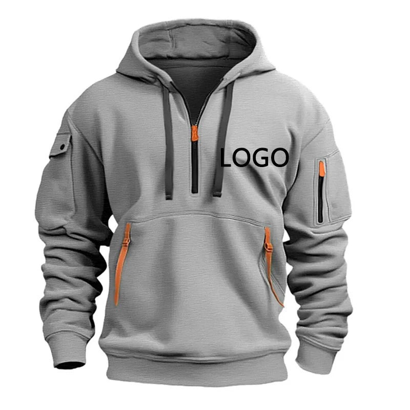 Customized Shoulder Drop Hoodies Men Leisure Sport Multi Zipper Arm Pocket Loose Sweatshirts Women Fashion Hoody Jacket Pullover