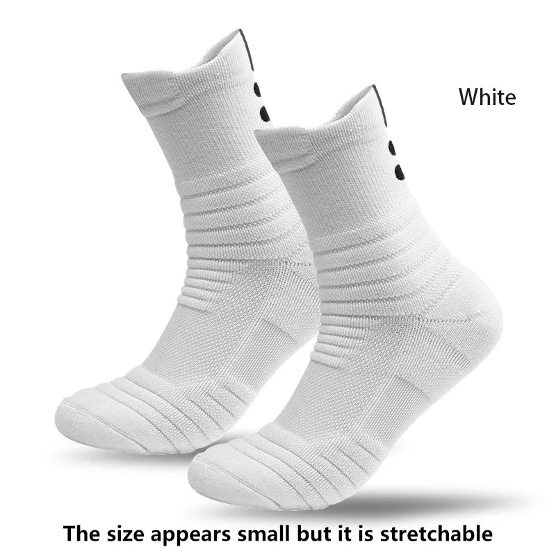 Men's Mid Tube Sports Socks, Badminton Running, Outdoor Socks, Woolen Socks, Sweat Absorbing and Anti Slip Basketball Socks