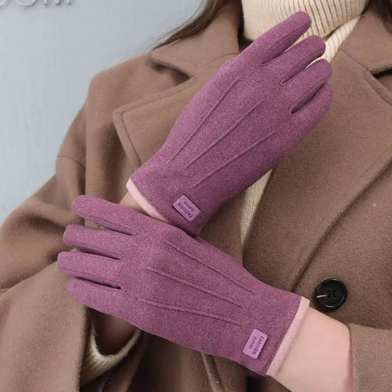Women Gloves Autumn Winter Fleece Fashion Warm Elastic Touch Screen Windproof Cycling Windproof Business Lady Velvet Gloves