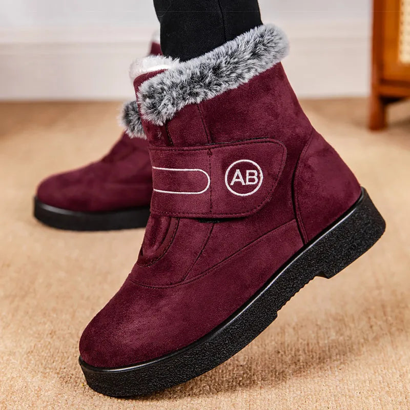 Women's Boots Women Ankle Boots With Warm Fur Botas Mujer Low Heels Winter Shoes For Woman Snow Boots Elegant Black Booties