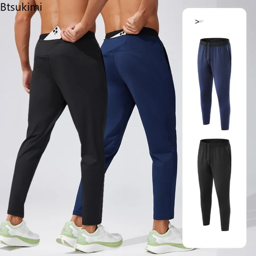 Outdoor Running Sports Pants for Men Spring Autumn Breathable Zipper Pockets Sweatpants High Elastic Quick Dry Basketball Pants