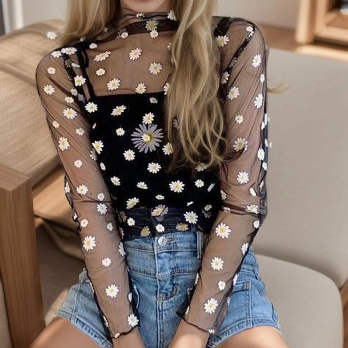 Casual Summer Crop Tops Women's Sheer Mesh Spaghetti Strap Tank Tops Streetwear Cotton Knitted Blouse Basic Camis Tops Mujer