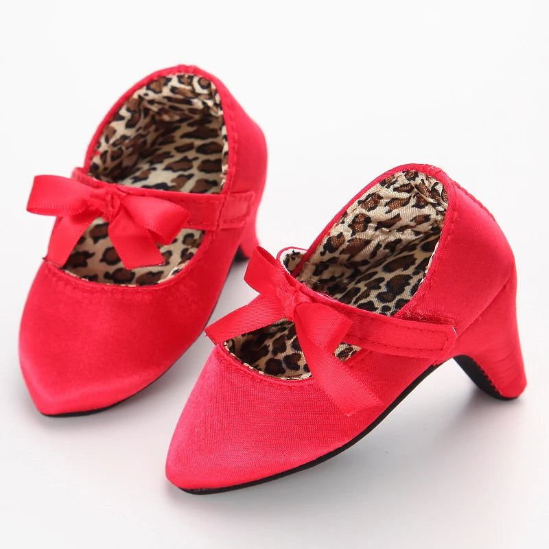 10CM/10.5CM Fashion Infant Newborn Baby Girl High Heels Shoes Princess Bow First Birthday Party Shoes Photo Props Shoes