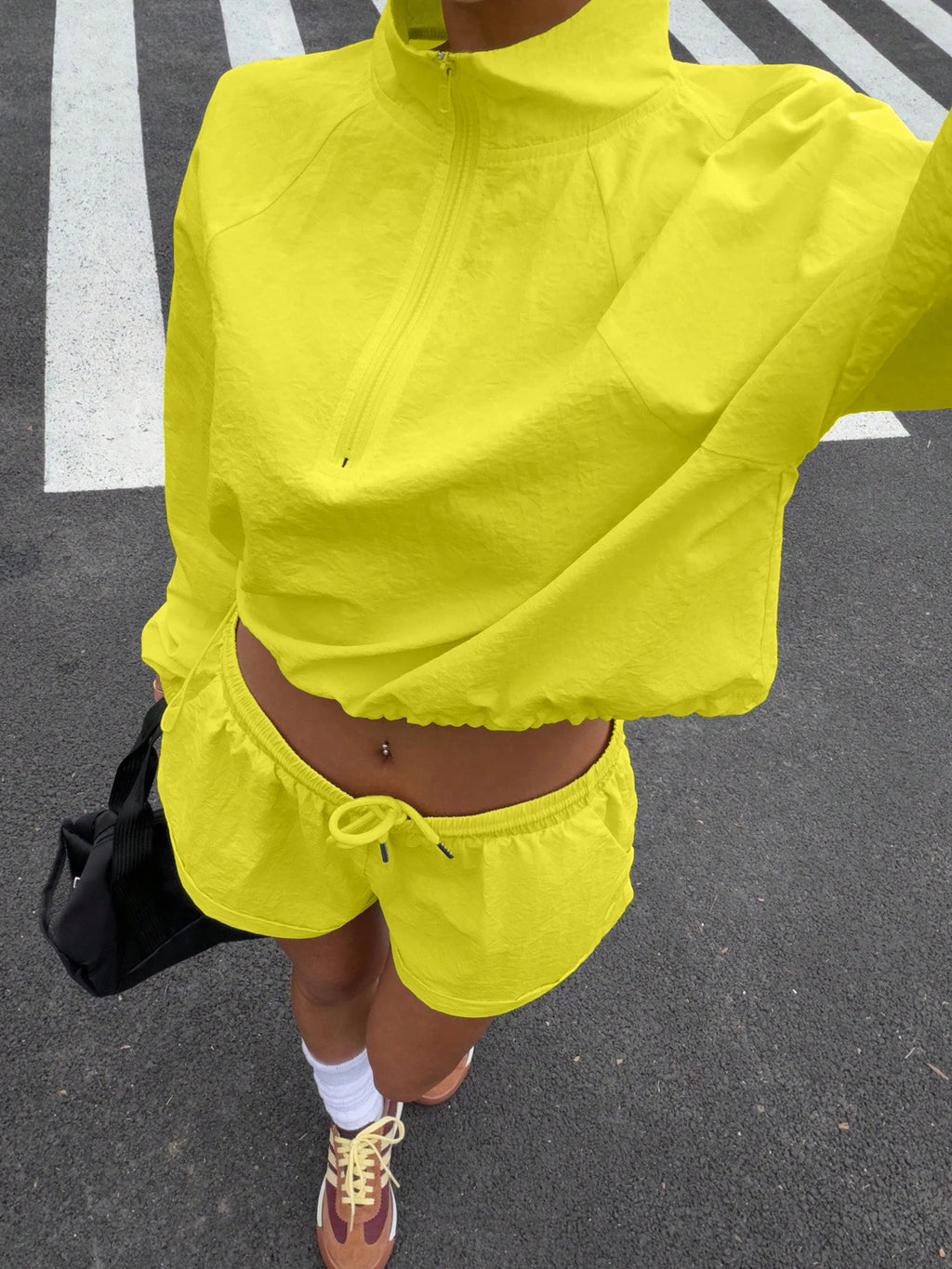 Women's Sportswear Set Bright Colors Zipper Design Sunscreen Outfit Fitness Clothing Comfortable Sportswear Ensemble