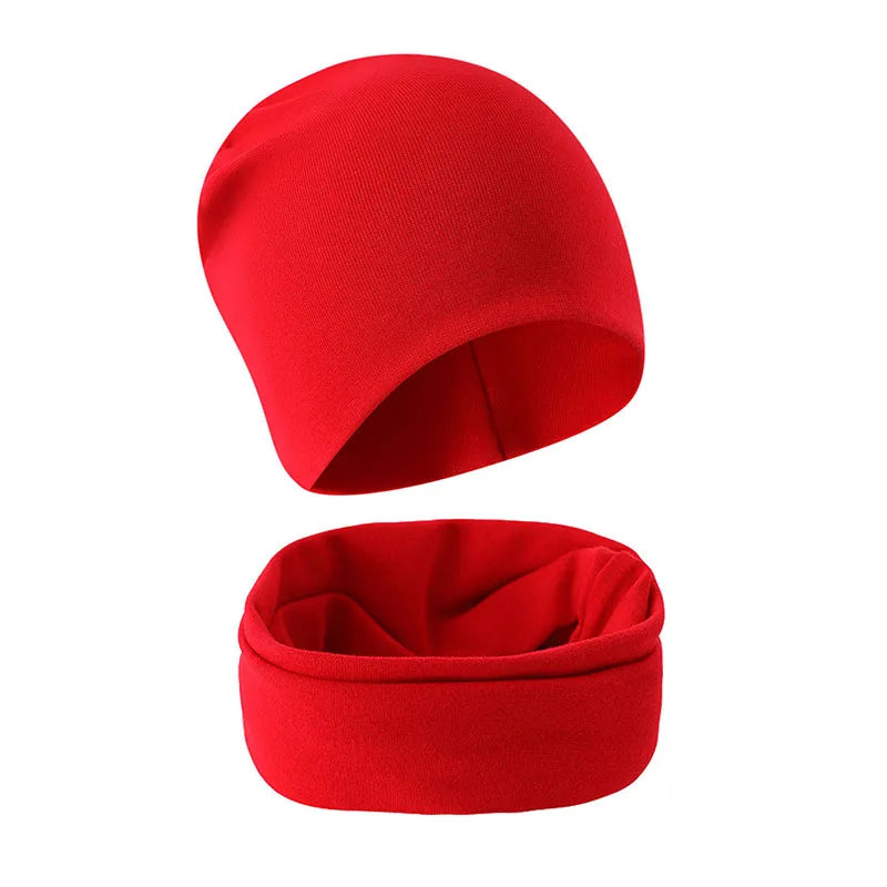Children Beanie Hat Scarf Autumn Winter Solid Color Warm Toddler Hat Scarf for Girls and Boys Infant Hats Set Kids Neck Warmer