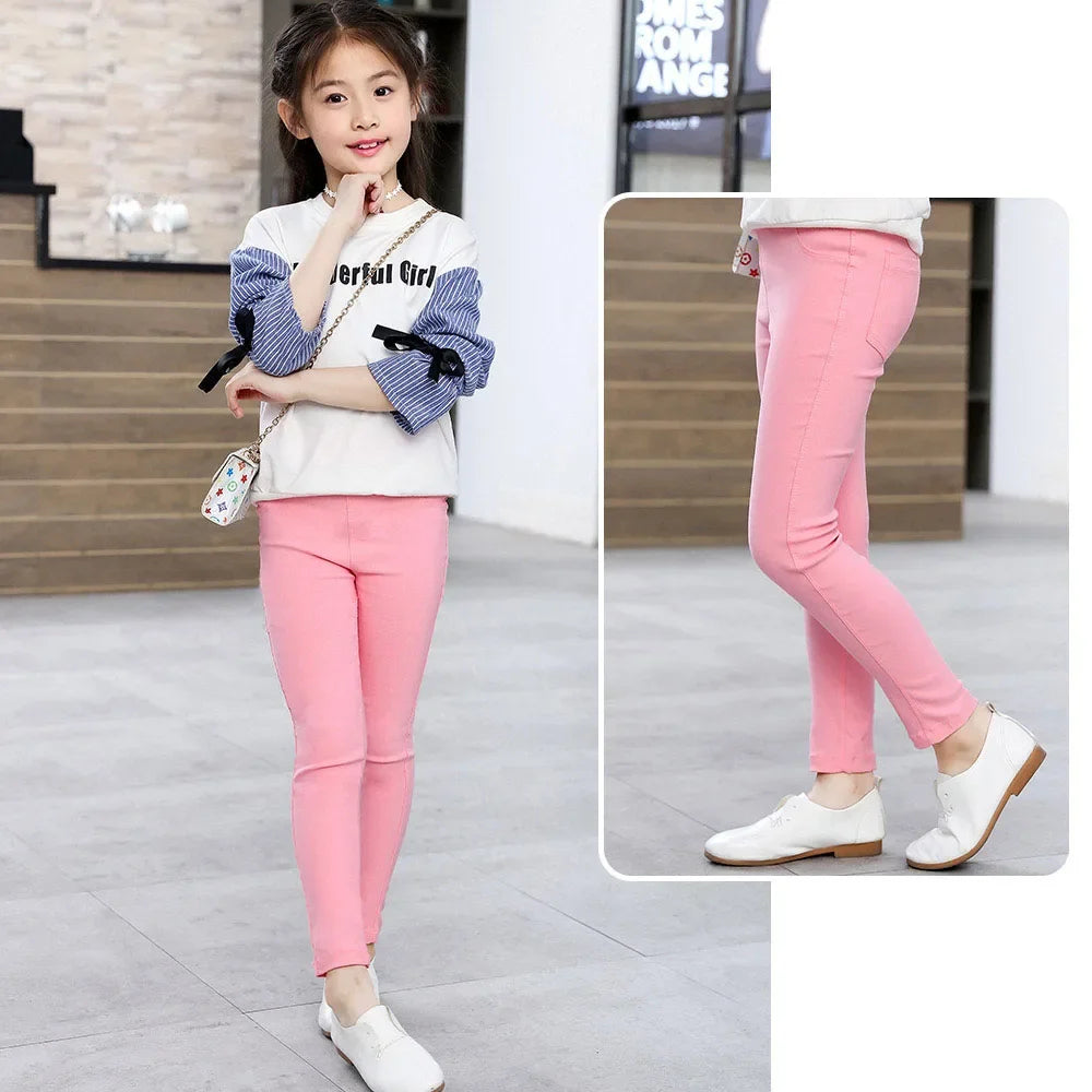 Girl Skinny Casual Pants Spring Autumn 2024 New Children Pencil Pants Skinny Leggings for Girls Kids Fashion Pants 3-12 Years