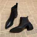 2025 New Women's Chelsea Boots for Autumn/Winter - Pointed Toe Ankle Boots, Leather Mid-Heel Pumps, French Retro Short Boots
