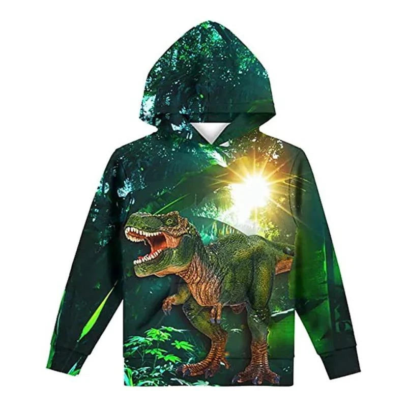 Fierce Dinosaur 3D Print Hoodie Men Children Clothing Long Sleeve Pullover Coat Harajuku Streetwear Autumn Casual Trend Hoodies