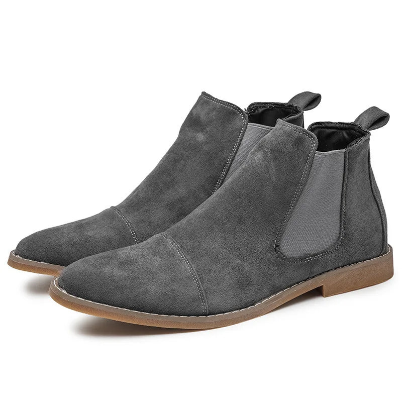 Fashion Yellow Chelsea Boots Men Pointed Comfortable Dress Boots Men Slip On Cheap Men's Suede Shoes Zapatos Hombre Casual