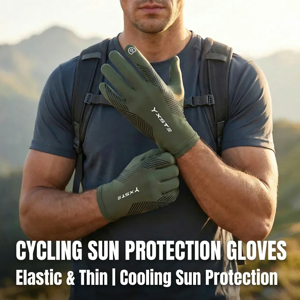 Men Outdoor UV Sun Protection Full Finger Gloves Touchscreen Anti Slip Breathable Cycling Driving Fishing Hiking Sports Gloves