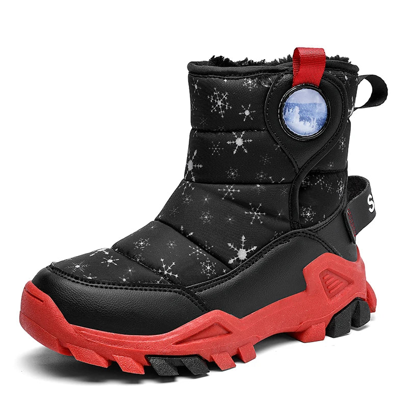Children Boots for Girls Boys Shoes Winter PU Leather Waterproof Baby Boots Fashion Toddler Kids Shoes Warm Plushr Snow Boots