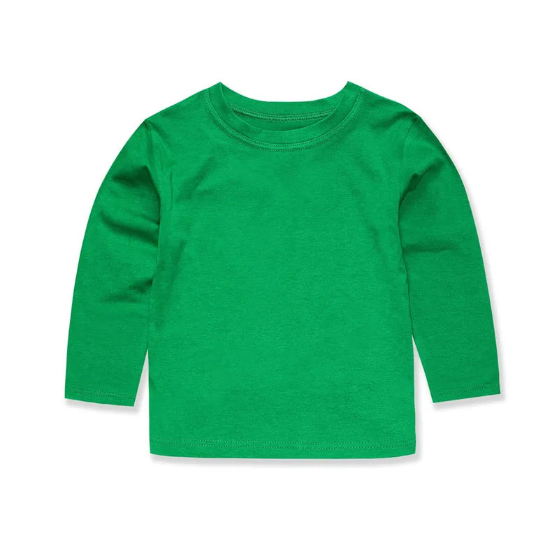 Basic White T Shirts for Kids Boys Girls 2 to 3 4 5 6 7 8 9 10 11 12 13 14 Years 100% Cotton Long Sleeve Plain Children Clothes