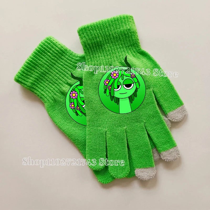 Sprunki Gloves for Children Anime Cartoon Cute Knitted Glove Boys Girls Winter Touchable Screen Warm Accessories Kawaii Mittens