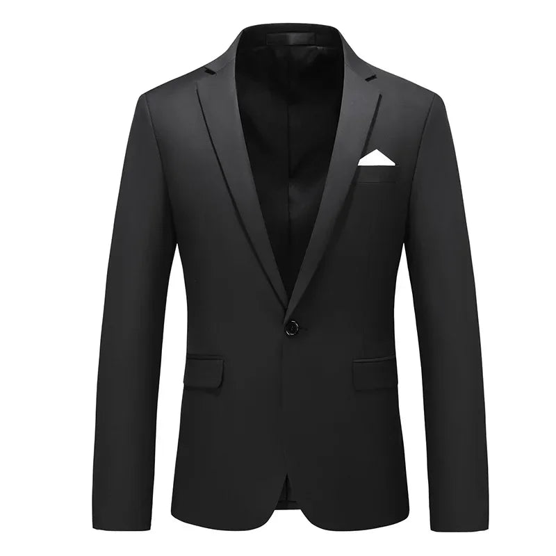 Green Men's Suit Jacket, Single Button V-neck Dress Coat, Fashion Men Slim Blazer, Suitable for All Seasons Terno Masculino