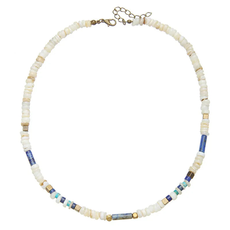 Trendy Natural Stone Beaded Necklace For Men Vintage Stainless Steel Geometric Pendant Necklace Men Jewelry