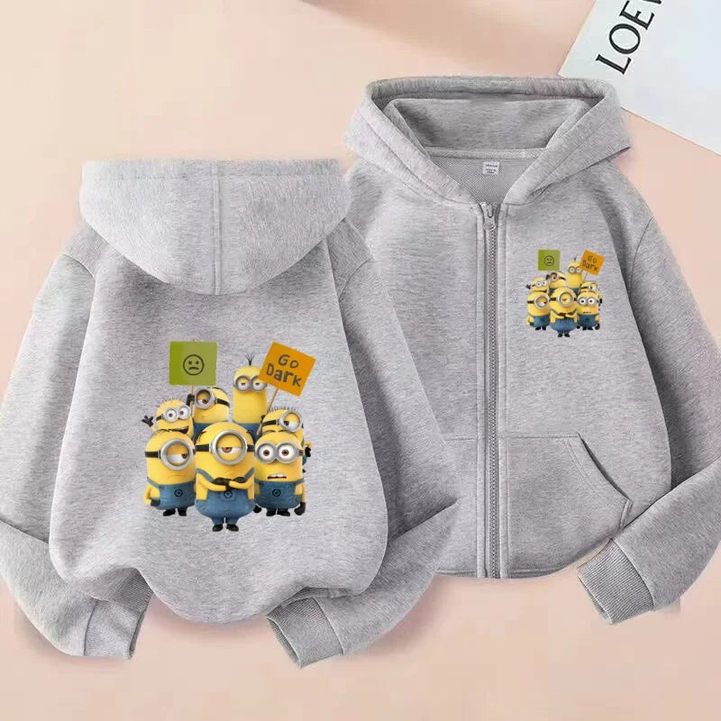 Kids Cardigan Fall Winter Sweatshirt Zipper Style Girl Boy 3-12Yrs Hoodie Popular Anime Print Sports Casual Coat Fashion Clothes
