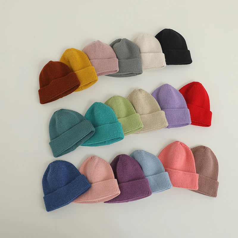 Candy Color Kids Hat For Girls Boys Autumn Winter Baby Beanie Kids Cap Elastic Warm Knitted Children Hats Solid Color Baby Hat