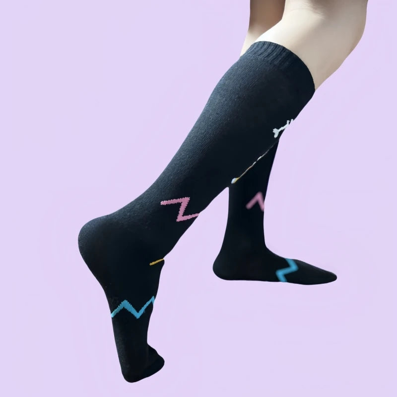 Halloween Socks for Kids Skeleton Skull Print Knee High Socks Black Boys Girls Bones Spooky Gift Ideas Carnival Theme Party
