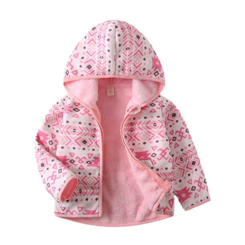 Boys Girls Autumn Winter Hooded Jacket Toddler Long Sleeve Zipper Outwear with Print Costume Baby Clothing New Arrivals