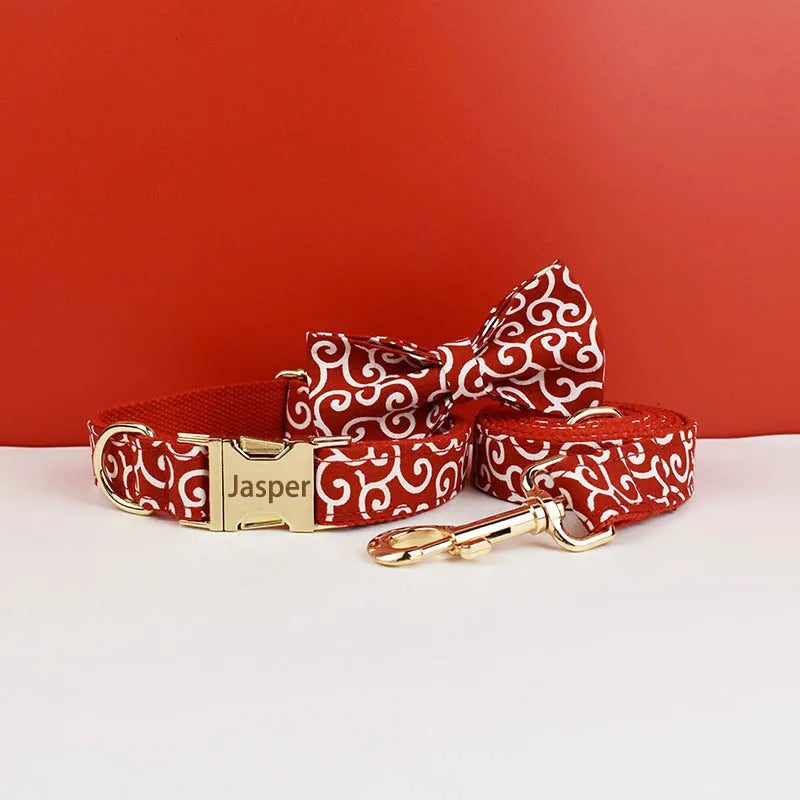 Custom Soft Collars Pet Accessories with Personalized Dog Collar Leashes Harness Bow Tie