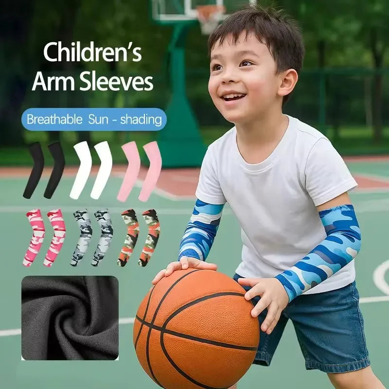Kids Sports Cooling Arm Sleeves UV Protection Sun Cover Elastic Ice Cuff Arm Warmer for Girls & Boys 6-16 Years Cycling