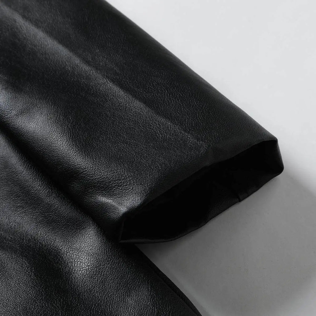 Men Long Pu Leather Coat 2026 Autumn Men Black Pu Jacket Men Clothing Classic Windbreaker Jacket Male Retro Zipper Trench Coat
