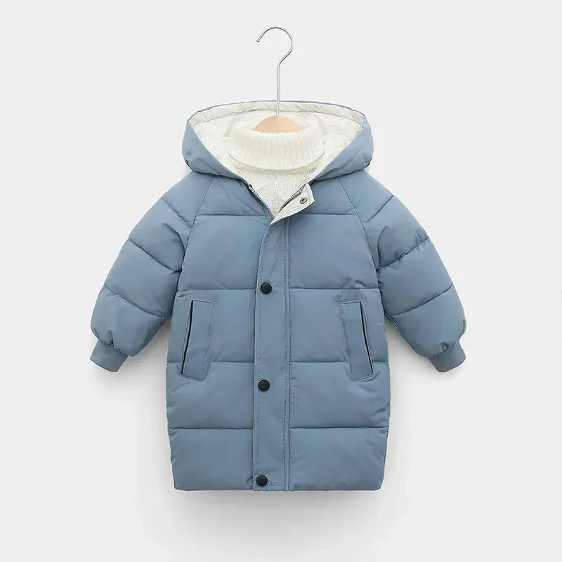 Kids Coats Baby Boys Jackets Fashion Warm Girls Hooded Snowsuit for 3-10Y Teen Children Thick Long Outerwear Kids Winter Clothes