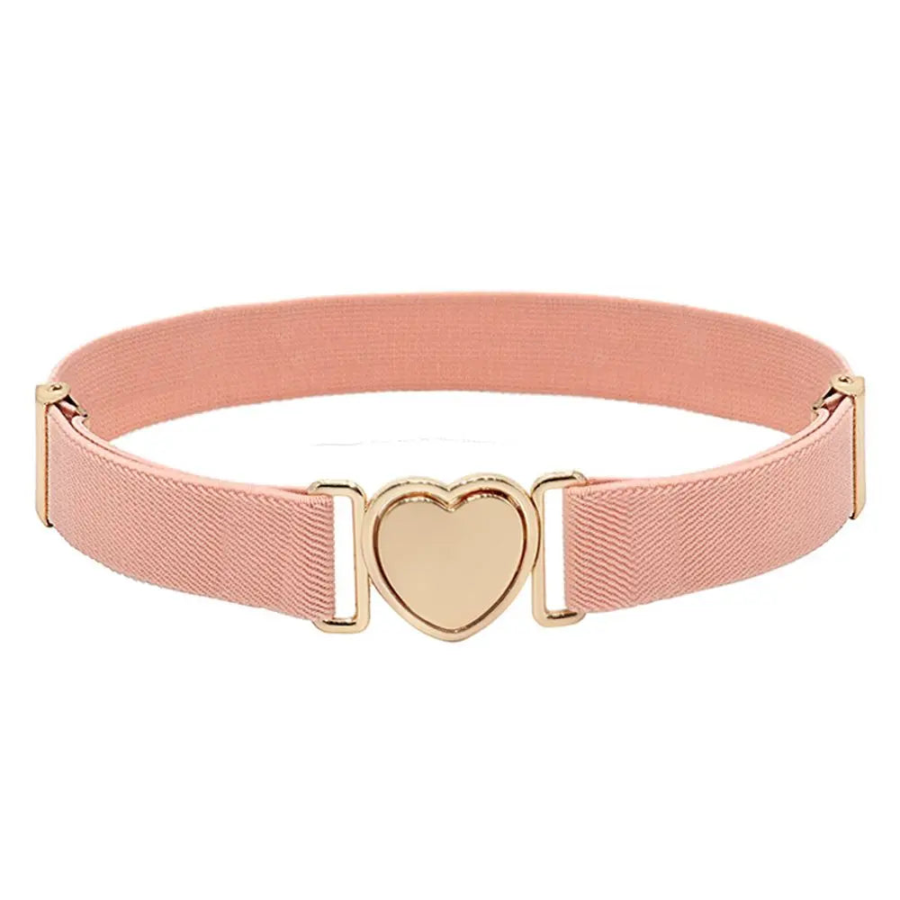 Kids Elastic Belts Girl Stretch Waist Belt Adjustable Heart Belt Uniform Belt for Teen Kids Girls Dresses Belt