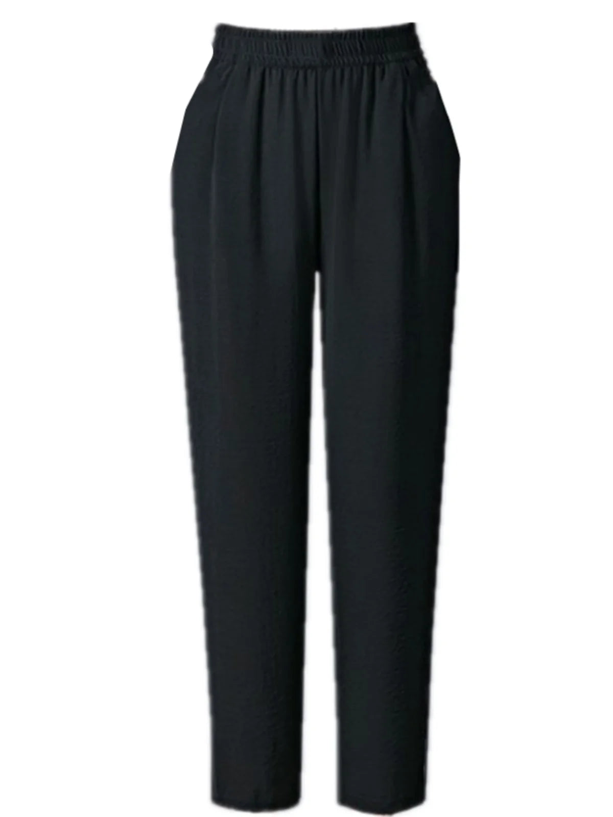 Ladies High Waist Ice Silk Hemp Thin Straight Leg Casual Pants Harlan Sle Nine Point Summer Trousers Pure Color Casual Wear