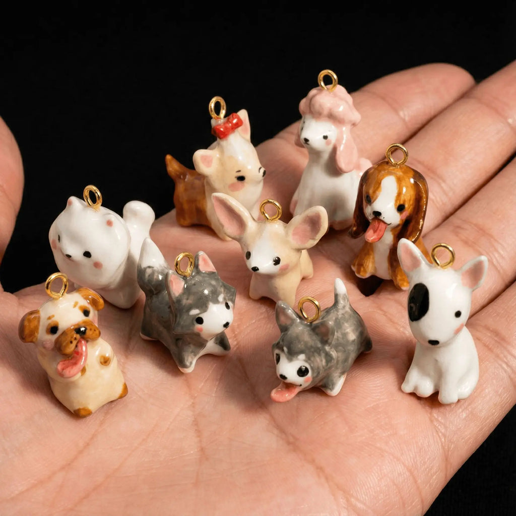 New Fashion Cartoon Small Animal Accessories Pet Dog DIY Necklace for Women Girls Cute Enamel Little Dog Necklace DIY Accessory
