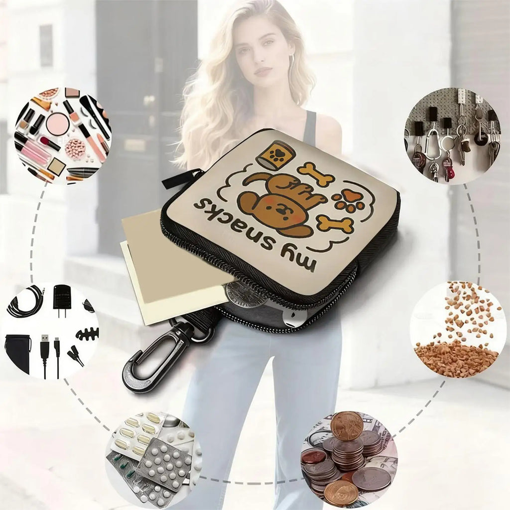 Portable Dog Treat Pouch Pet Training Food Storage Dispenser Multi-Purpose Snack Pouch for Outdoor Walking Camping Pet Owners