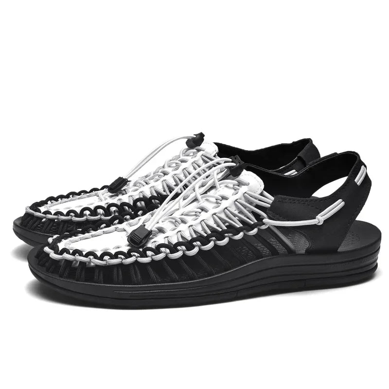 Women Sandals Fashion Handmade Weaving Design Beach Slippers Men Summer Breathable Casual Flat Sandals Outdoor Couples Big Size