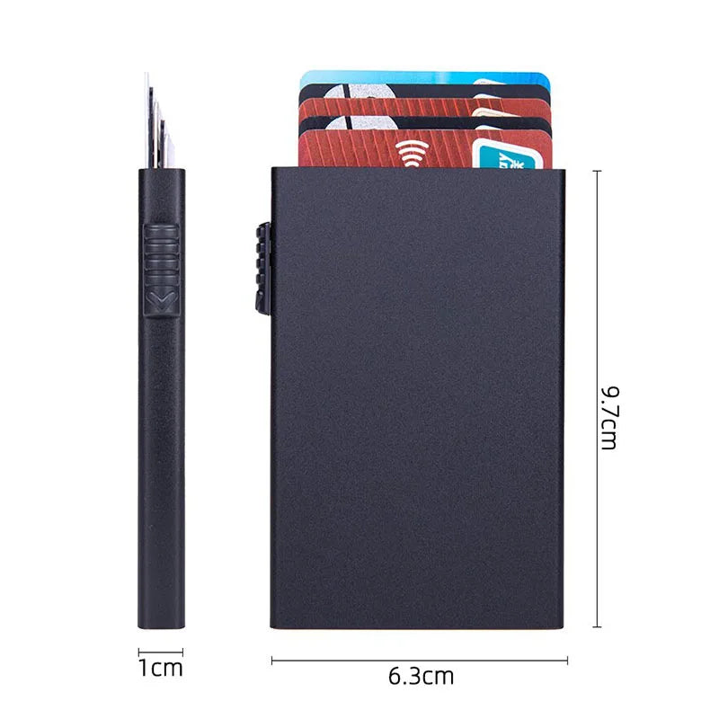 Smart Wallet Credit Card Holder Metal Thin Slim Men Women Wallets Pop Up Minimalist Wallet Small Black Purse Metal Vallet