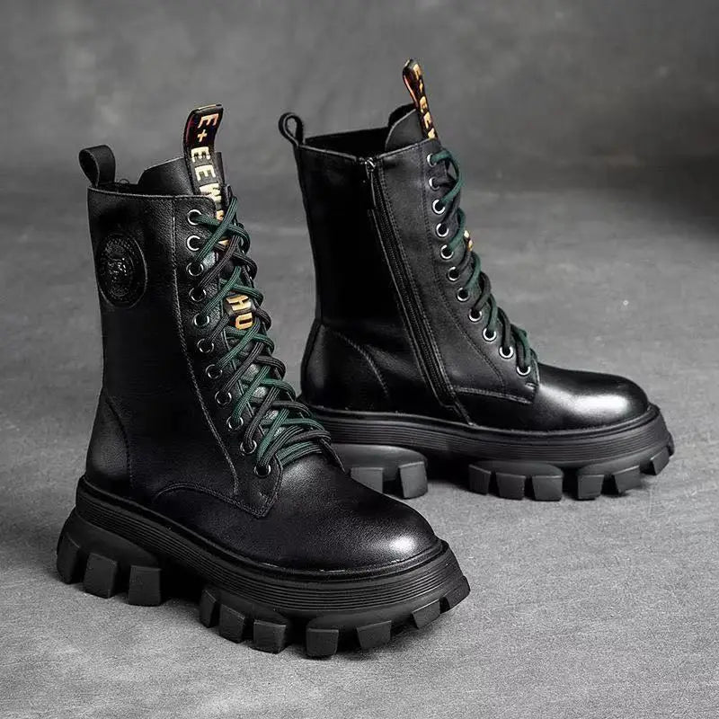 Boots Woman Winter 2025 New In Half Boot Booties Genuine Leather and fur Leather Punk Chelsea Gothic Y2k Shoes for Women Padded