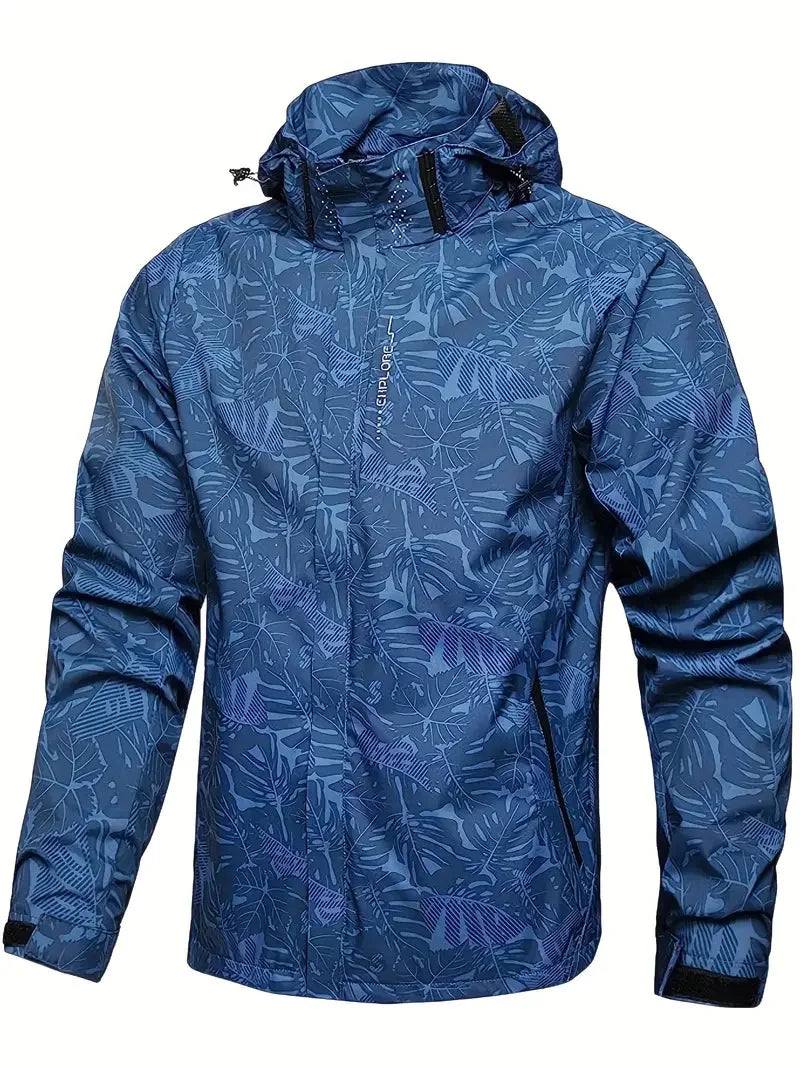 Men's Casual Lightweight Waterproof Windbreaker Jacket, Full Zip Up Hooded Shell Outdoor Hiking Coat For Autumn Size