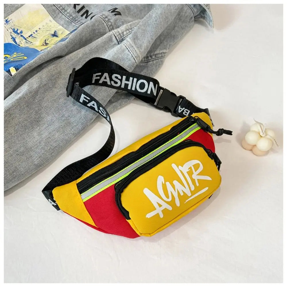 Children Mini Waist Bags Oxford Cute Letter Girls Boys Banana Bag Fashion Fanny Pack Kids Shoulder Crossbody Chest Belt Bags