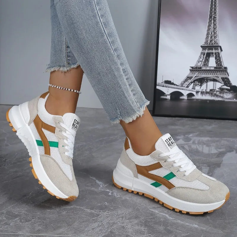 2026 New Women Sneakers Spring Autumn Casual Lace Up Designer Shoes Luxury Platform Loafers Anti Slip Comfort Female Sneakers